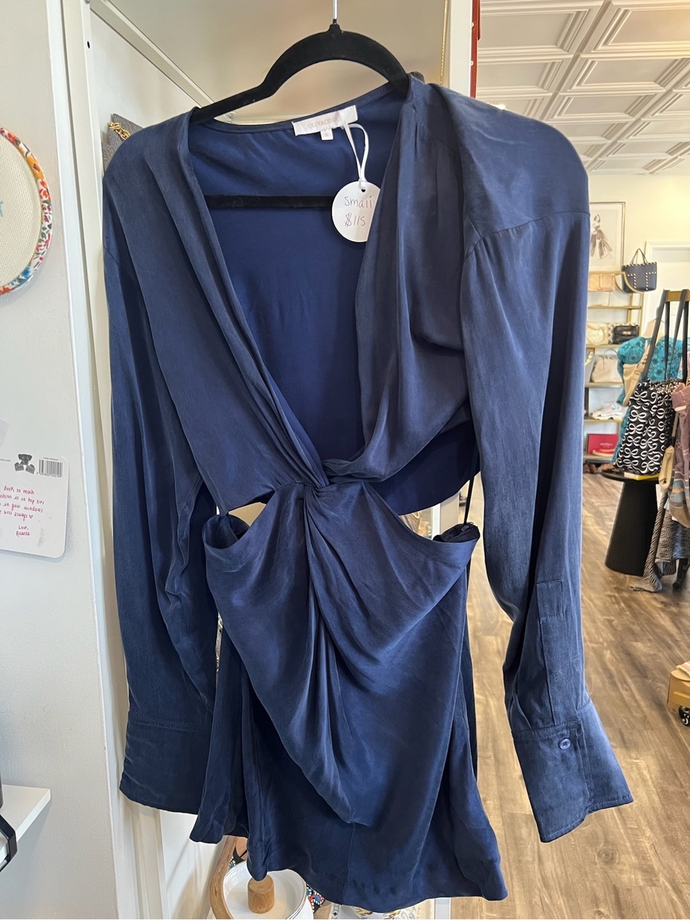 Olivaceous Navy Blue Draped Cutout Wrap Dress NWT